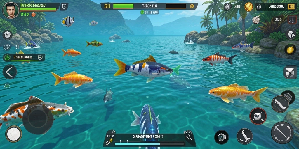 Screenshot permainan menembak ikan yang menegangkan di 8II.