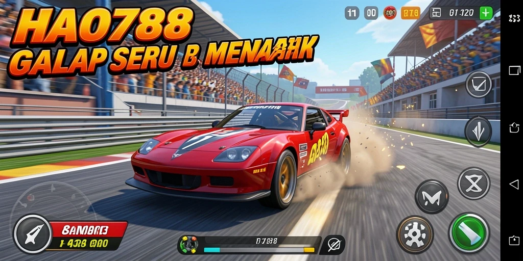 Tampilan gameplay HAO788 yang mendebarkan dan penuh aksi balap.