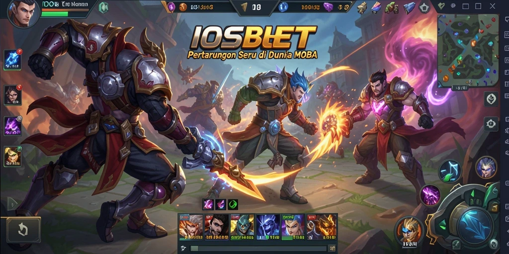 Tampilan gameplay seru dari IOSBET dengan strategi MOBA mendebarkan.