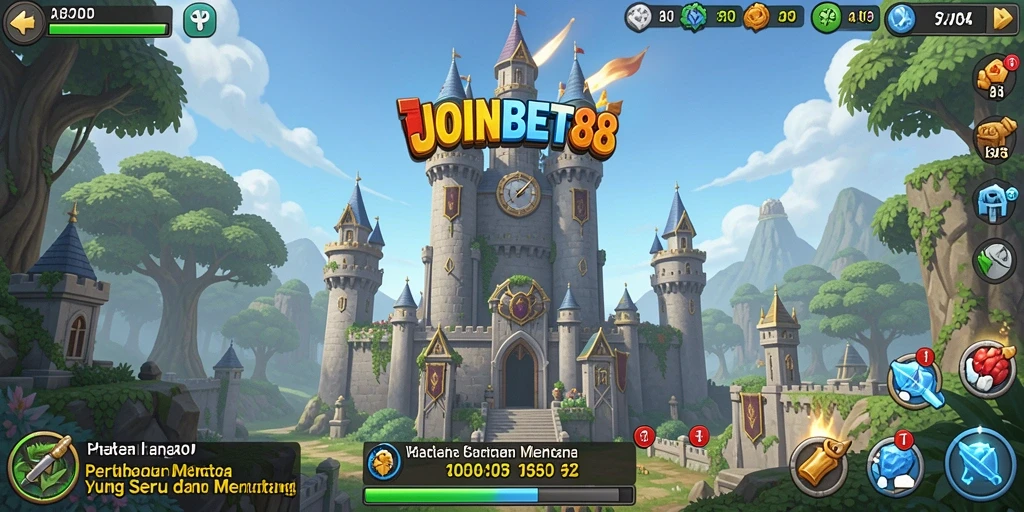 Tangkapan layar gameplay JOINBET88 menunjukkan menara yang dibangun dengan strategi cerdas.