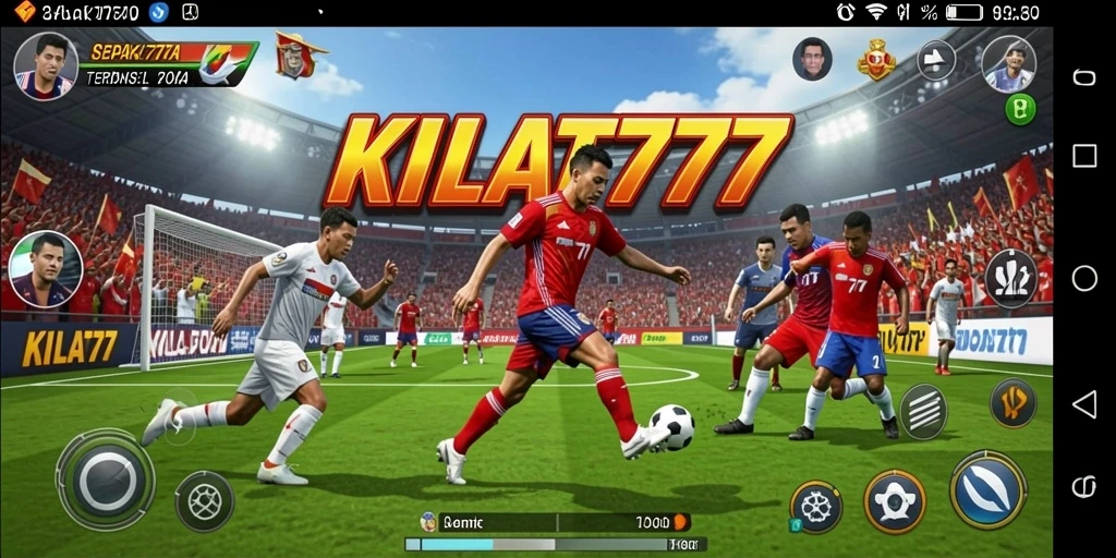 Tampilan gameplay seru di KILAT777 dengan aksi sepak bola yang mendebarkan.