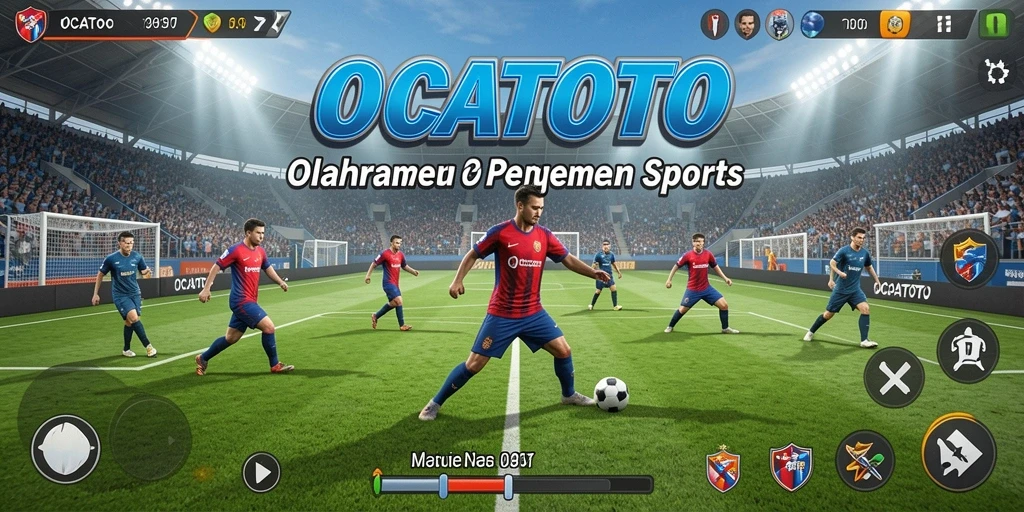 Gameplay seru OCATOTO menampilkan lapangan olahraga yang dinamis dan interaktif.