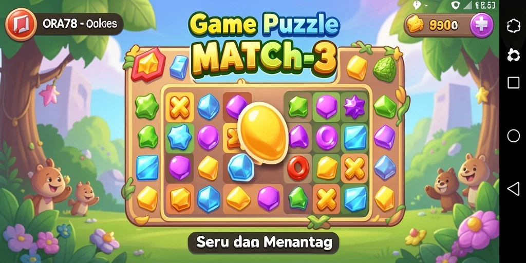 Screenshot menampilkan gameplay seru ORA78 dalam kategori Match-3.