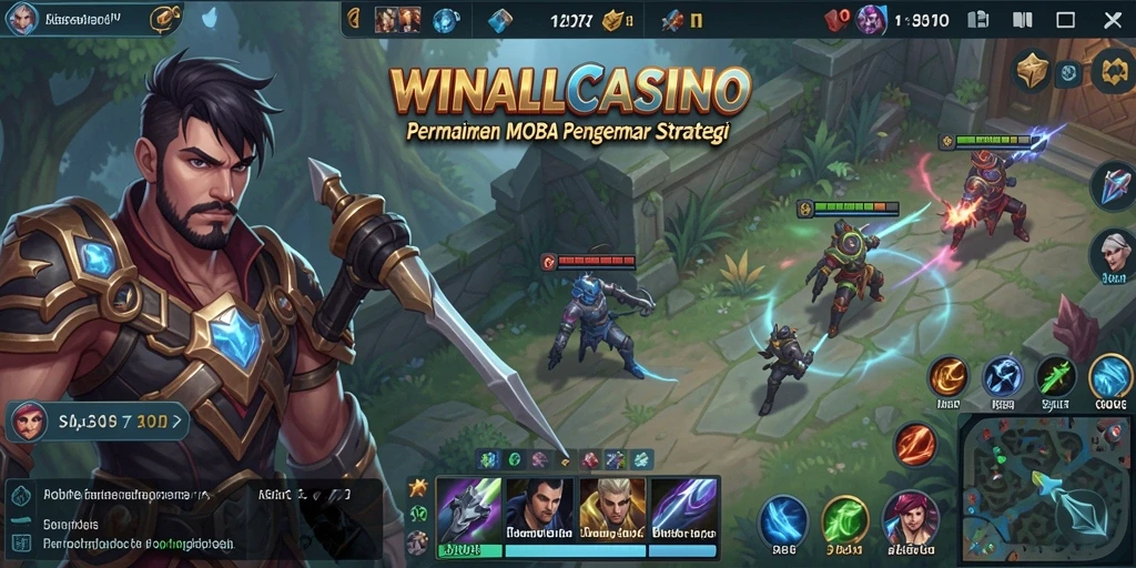 Tampilan gameplay seru dari WINALLCASINO di arena MOBA.