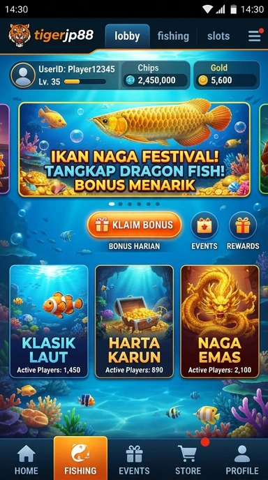 Tampilan antarmuka pengguna tigerjp88 yang sederhana dan intuitif.